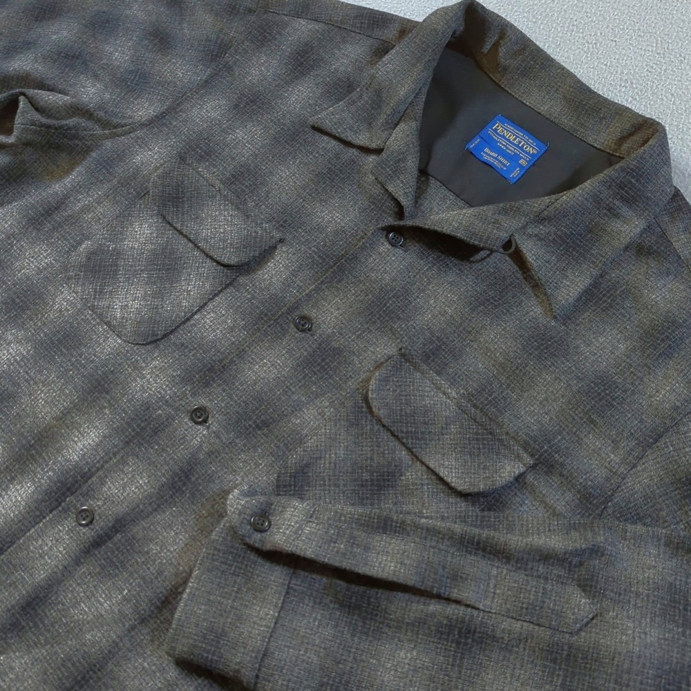 Pendleton Board Shirt Mens XXL Gray Shadow Plaid Wool Long Sleeve Button Up